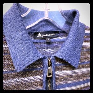 Aquascutum Blue Stripe Zipup Cardigan Size M